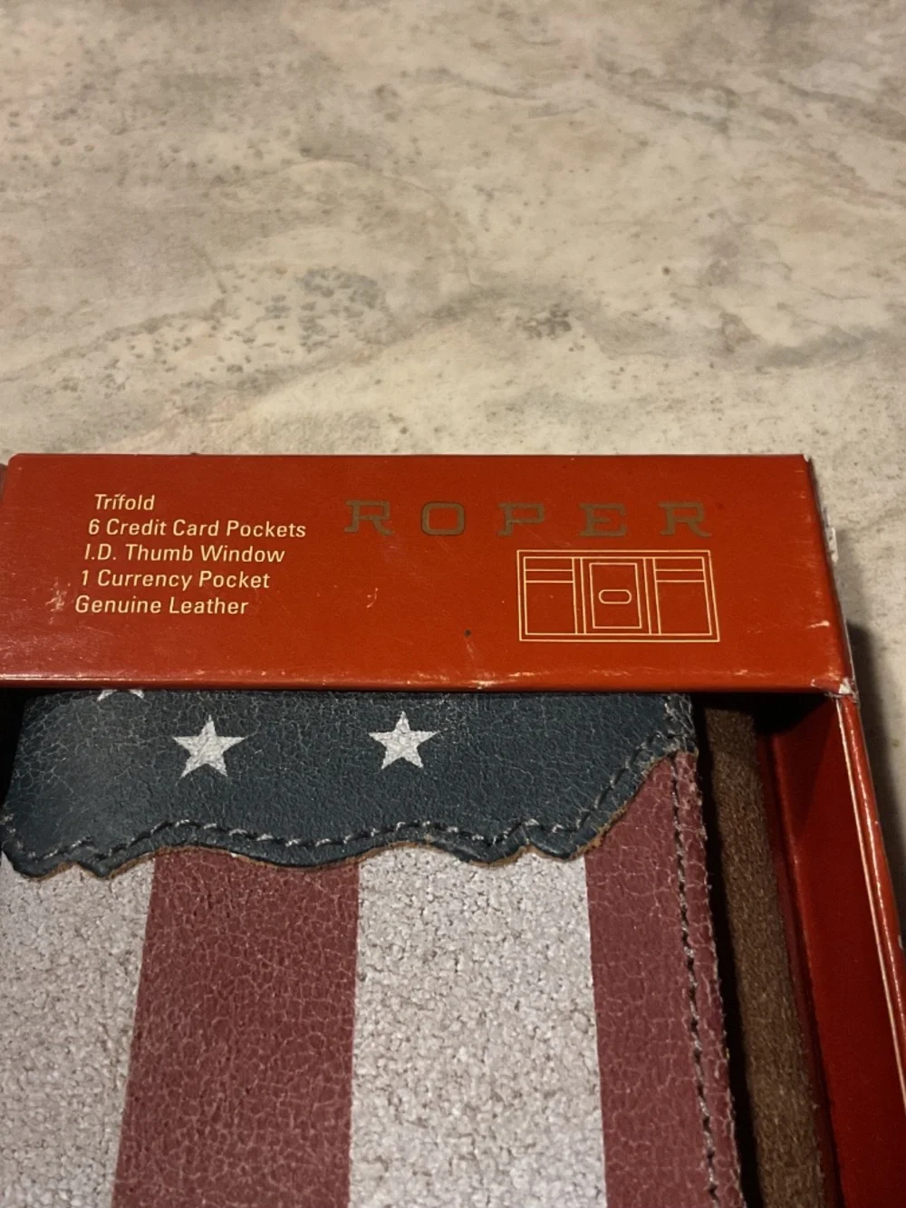 Roper Leather Trifold Wallet Stars and Stripes New